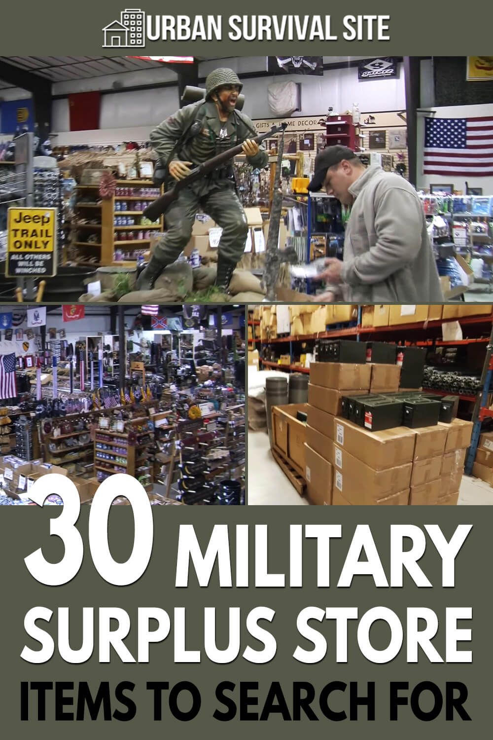 A great way to get the survival gear and prepping supplies you need is to shop at a military surplus store, also known as an army-navy store. Survival Life Hacks, Survival Items, Survival Supplies, Survival Equipment, Survival Tools, Survival Prepping, Prepping Supplies, Cool Survival Gear, Urban Survival Kit