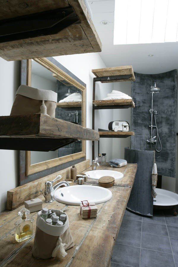 rustikale Bad designs unbehandelte holzplatte betonwände | Ideen ... rustikale Bad designs unbehandelte holzplatte betonwände | Ideen ...