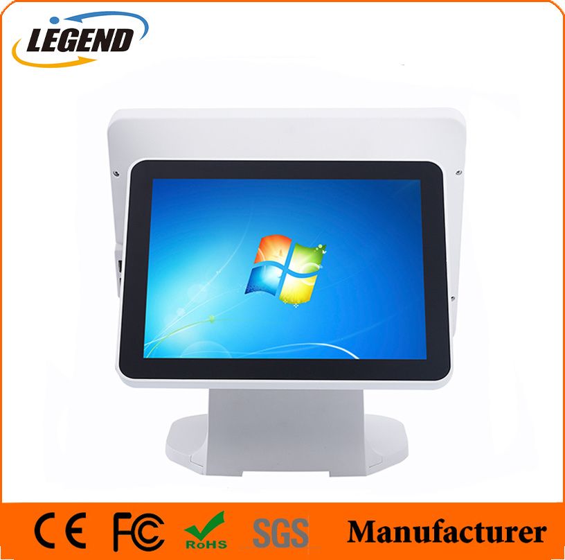 Double Screen 15 +12 All in One Touch Screen POS System Type : Barcoder. Payment Method : IC Card. Card Type : Magcard. Touch Screen : Touch Screen. Printer : Thermal. Certification : CE, FCC. Function Type : POS for Consuming. Network Management : Support Network Management. CPU : Intel. System : Windows. Touchscreen : 10-Ponits Capacitive Touchscreen. Customer Display : 12 LED Display. OS : Win XP/ Win 7/ Win 10. Packing : Individual Box : 43*36*49 Cm ; G.W.: 9.6 Kg S/. Memory : Kingston Screen Printer, Cash Register, Support Network, Card Card, Imac, Pos, Intel, All In One, Touch Screen