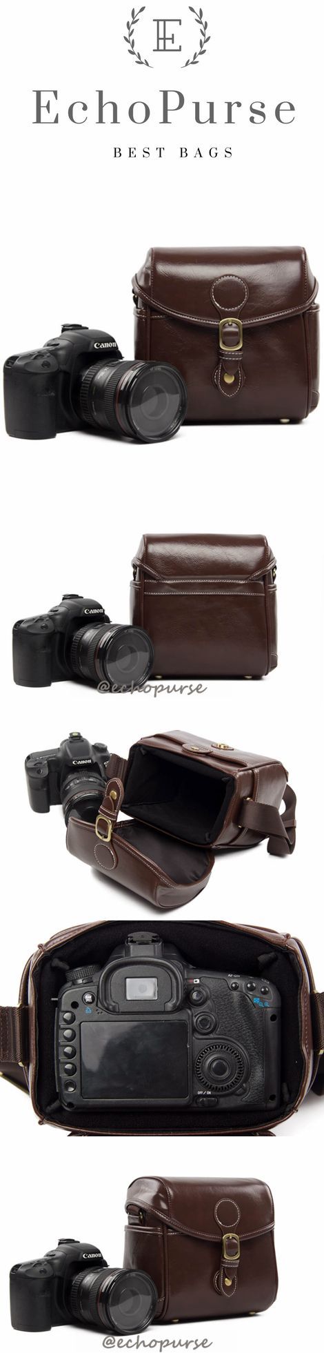 Hot Sale PU Leather DSLR Camera Purse, Coffee SLR Camera Case 288 #camerapurse