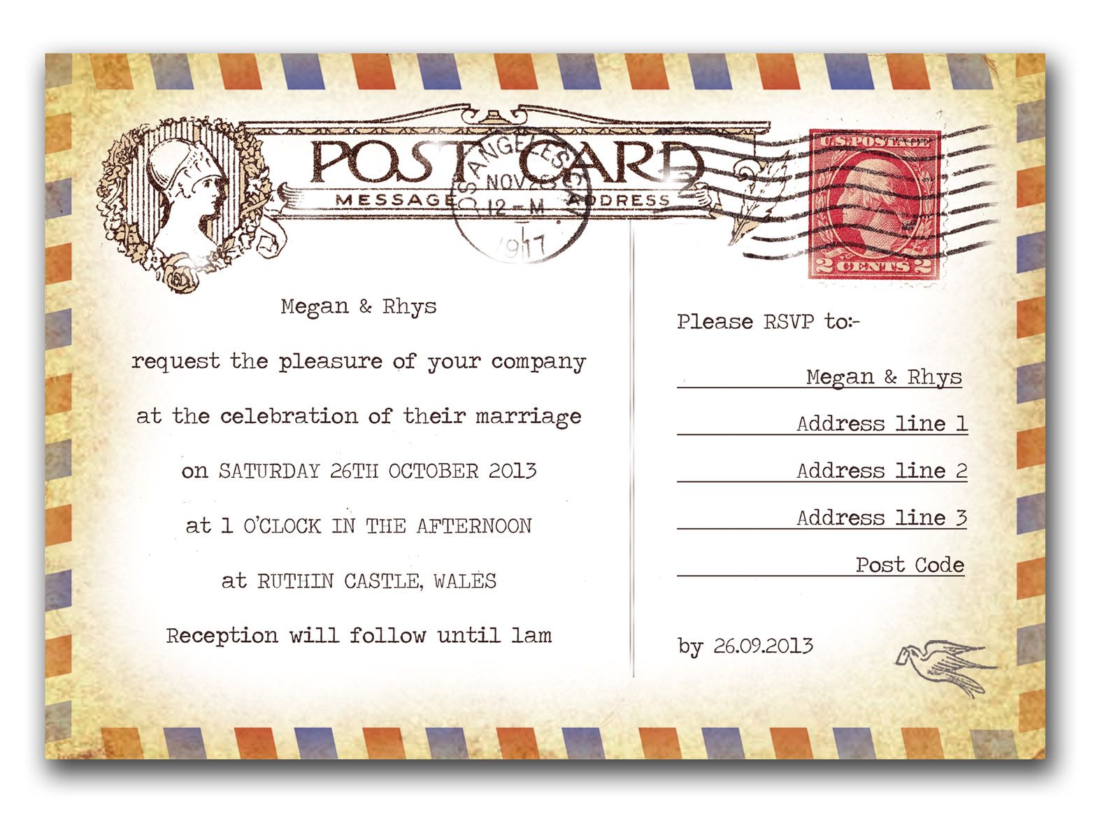 Postcard Invitation Sample, £0.99 Postcard wedding