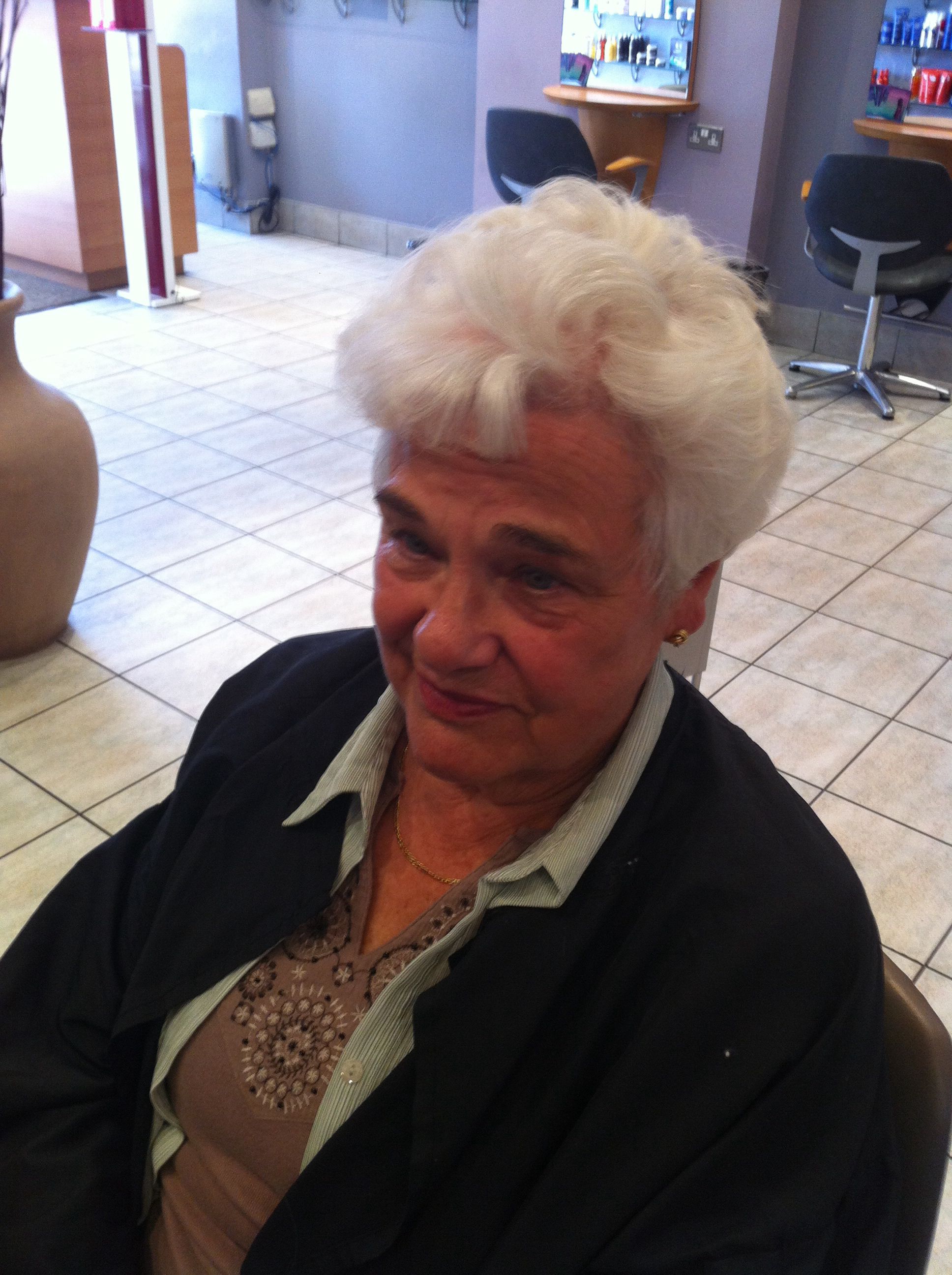 Dressing Rita's hair after rollers have been taken out 5/6/14 Ritas