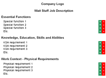 waitress job description