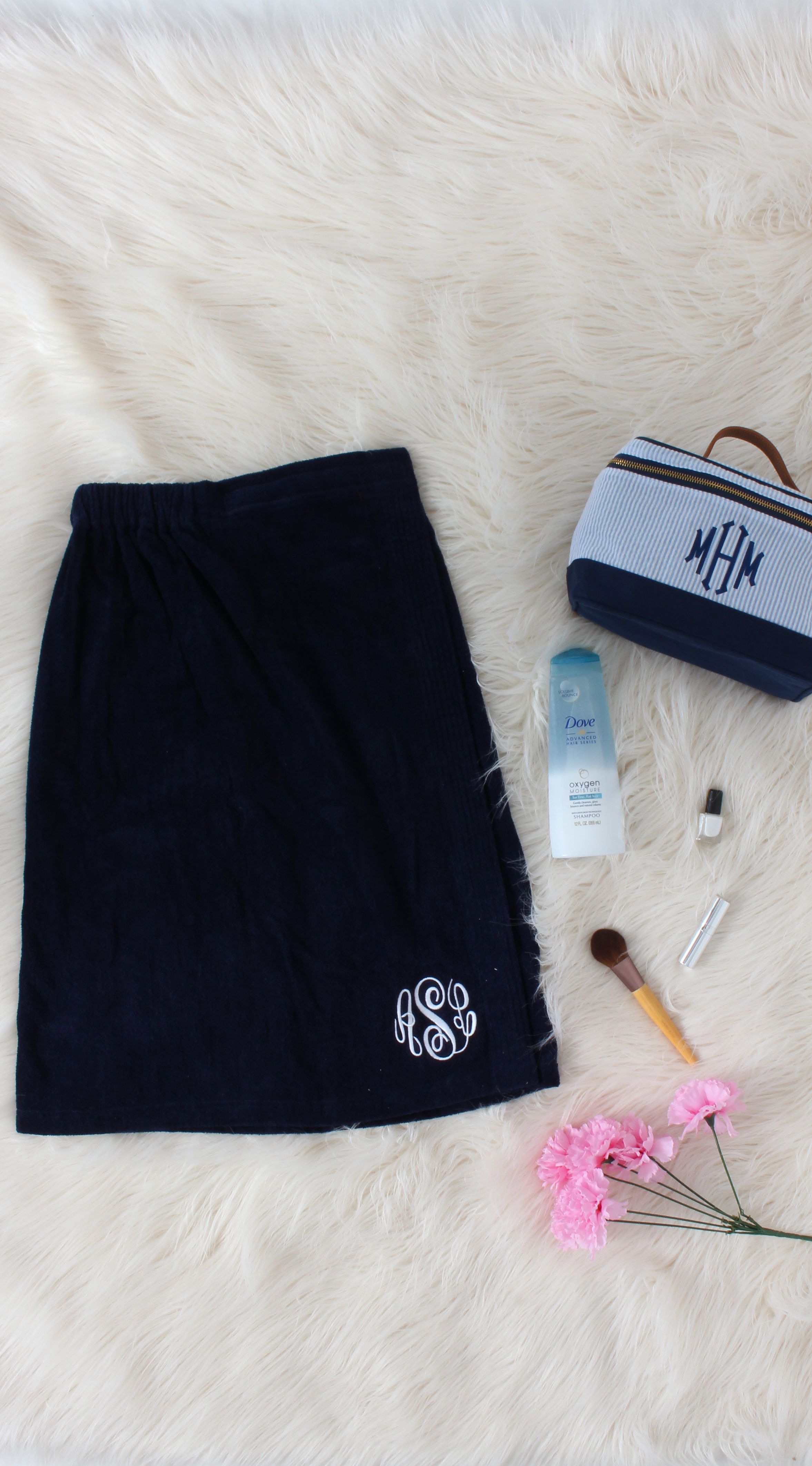 Monogrammed towel wrap, personalized towel wrap, ruffled