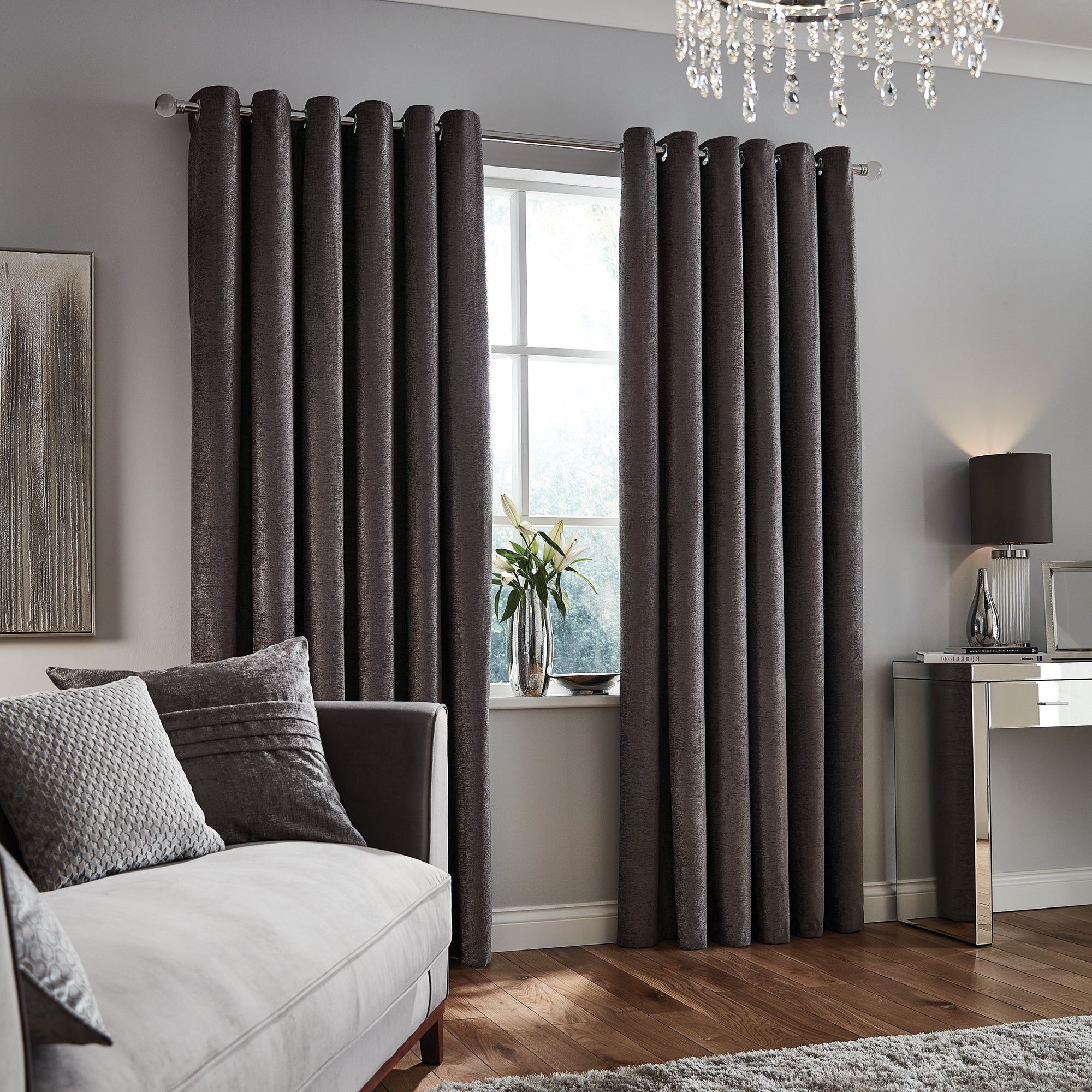 Chenille Grey Eyelet Curtains Grey Eyelet Curtains Chenille Curtains Luxury Living Room