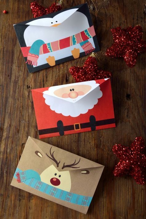 Cómo hacer Tarjetas Navideñas para Imprimir Navidad Christmas, Christmas Cards To Make, Simple Christmas, Christmas Time, Homemade Christmas, Christmas Envelopes Diy, Christmas Tables, Christmas Print, Modern Christmas