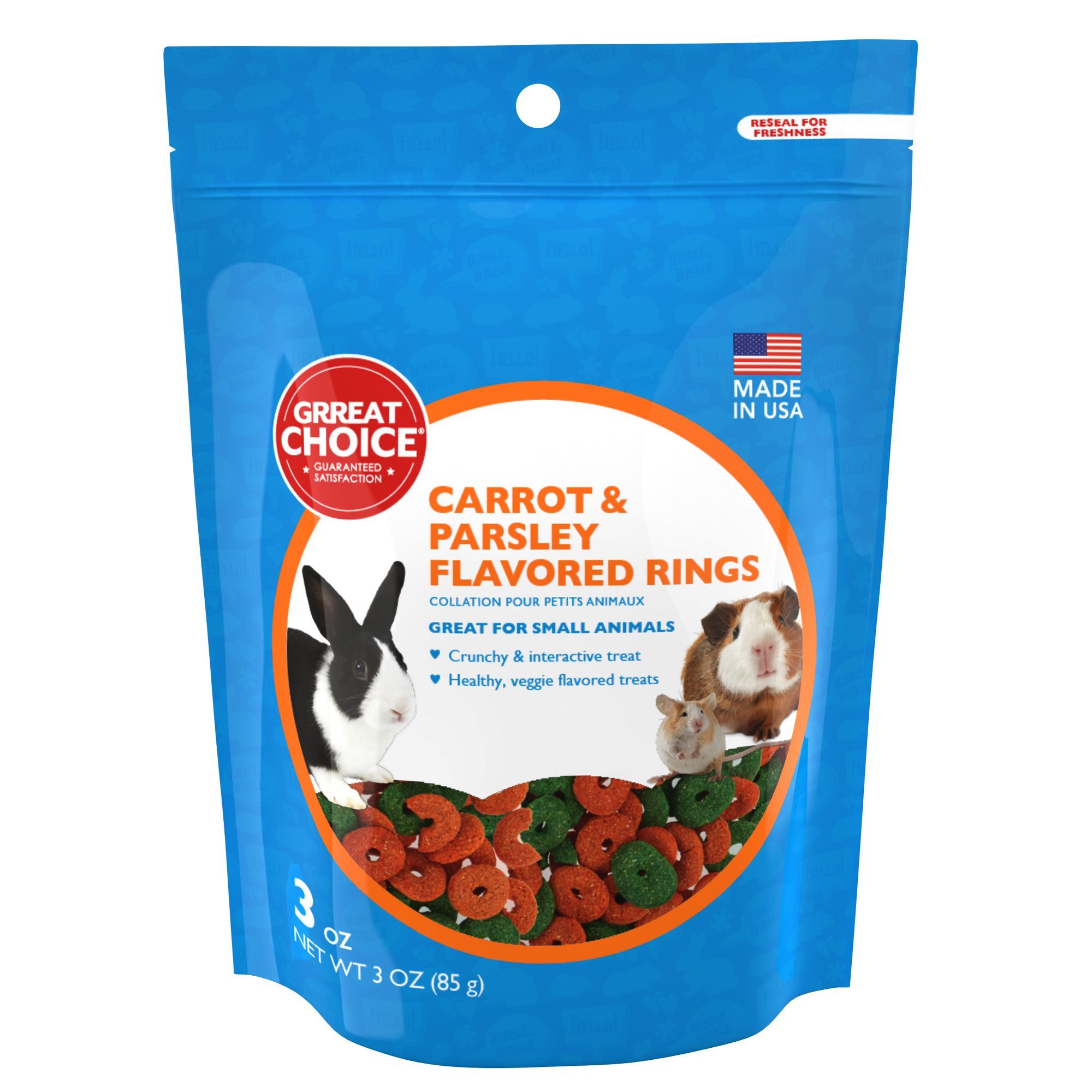 Grreat Choice Carrot Parsley Flavored Rings Small Pet Treats In