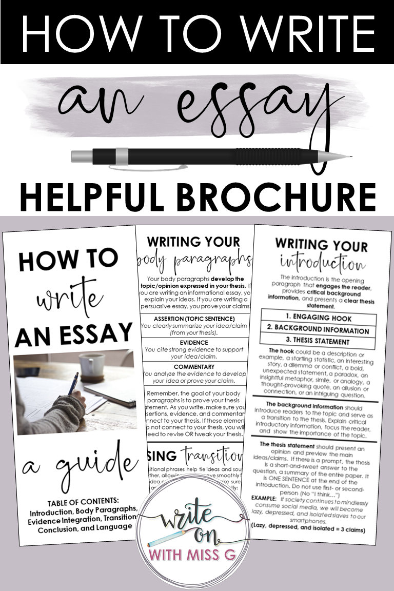 Essay writing brochure