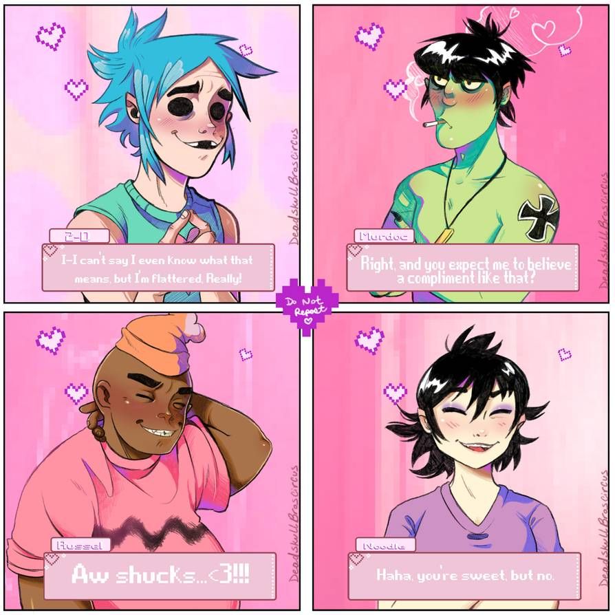 Gorillaz Dating Sim by DeadskullBroscircus on DeviantArt Gorillaz Fan Art, Monkeys Band, Popee The Performer, Tumbrl Girls, Jamie Hewlett, Halloween Drawings, Dating Sim, Fanart, Daft Punk