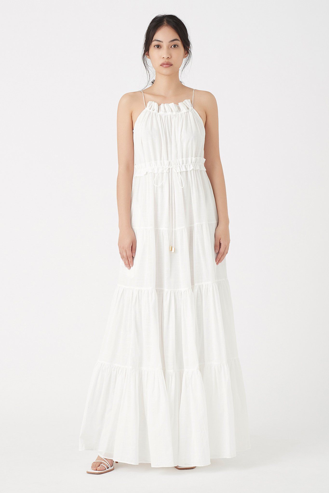 Banksia tiered maxi dress in white aje tiered maxi