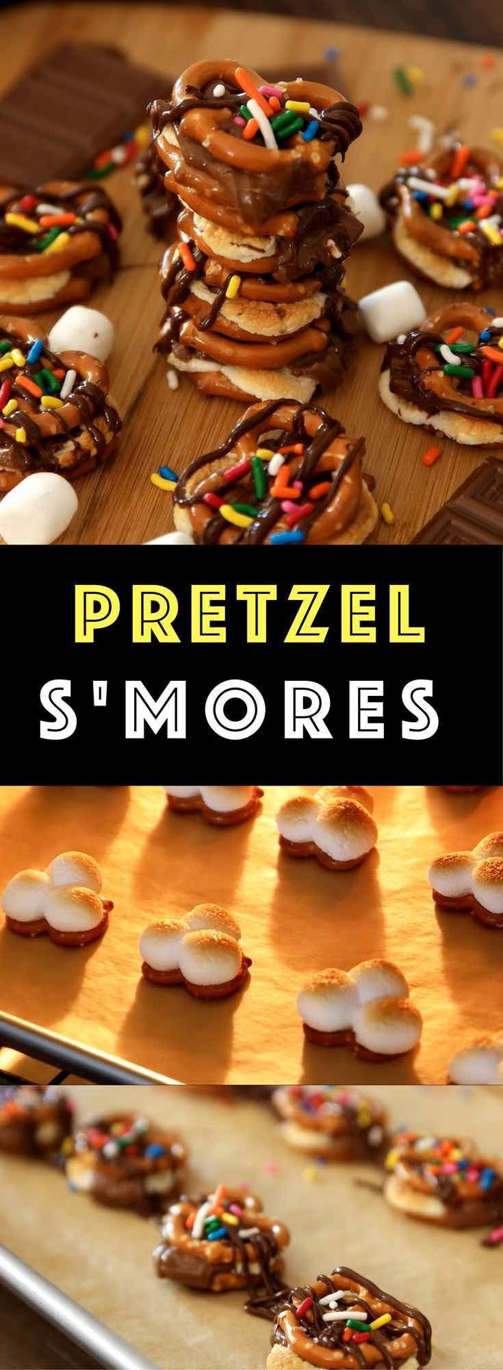 Easy Pretzel S’mores – marshmallow and chocolate pretzel “sandwiches” ba...