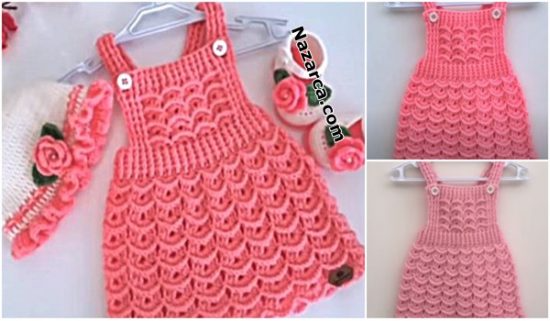 KIZ BEBEKLERE ŞİRİN ÖTESİ ASKILI SALOPET YAPIMI | Nazarca.com Baby Frock Pattern, Frock Patterns, Dresses Kids Girl, Kids Dress, Baby Knitting Patterns, Crochet Patterns, Frocks, Kids Girls, Crochet Baby
