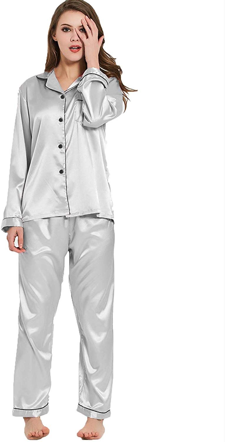 SWOMOG Family Matching Pajamas Set Button Down Sleepwear Long Sleeve Nightwear