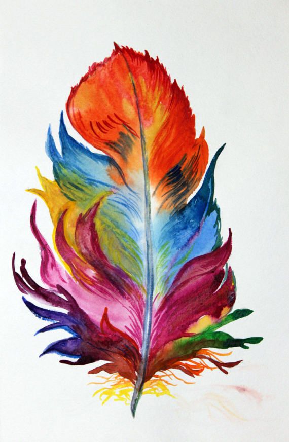 Colorful Feather Painting Feather Art Canvas Print Feather Watercolor Painting Colorful Home Decor Wall Art Feathers Art Watercolor Paintings Feather Art Feather Painting