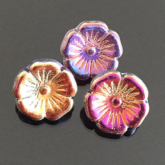 Basket Lavender Lilac Aqua Mirror CZECH GLASS BUTTON