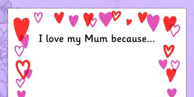 mothers day i love my mum because full page borders page border