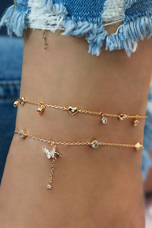 Buy Victoria's Vogue Hot Fashion Pineapple Shell Heart Anklet Bohemian Retro Beach Gold Silver Color Multilayer Anklet Jewelry Ankle Chain Crystal Butterfly Beach Women's Anklet Bohemian Gold Butterfly Pendant Ankle Leg Foot Anklet Jewelry Gift at victoriasvogue.com! Free shipping to 185 countries. 45 days money back guarantee. Ankle Jewelry, Dope Jewelry, Women's Jewelry And Accessories, Girly Jewelry, Stylish Jewelry, Pretty Jewellery, Dainty Jewelry, Ankle Bracelets, Simple Jewelry