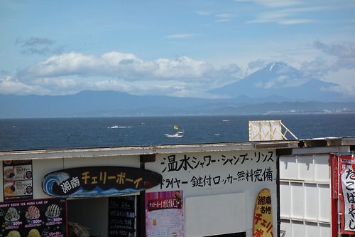 Country Mt Fuji 江の島の海の家と富士山 富士山 湘南 Country Mt Fuji 江の島の海の家と富士山 富士山 湘南