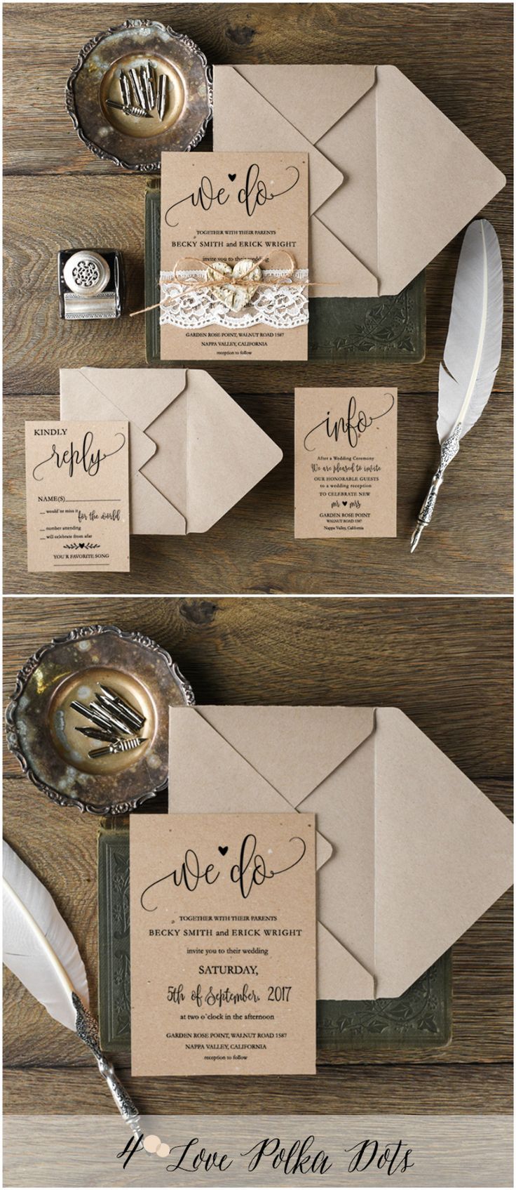 We Do ! Calligraphy lace rustic wedding