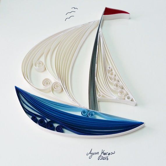 Quilled arte carta: barca a vela