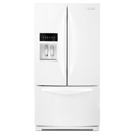 Kitchenaid 22 1 Cu Ft French Door Refrigerator In White With Interior Dispenser Krff302ewh The Home Depot