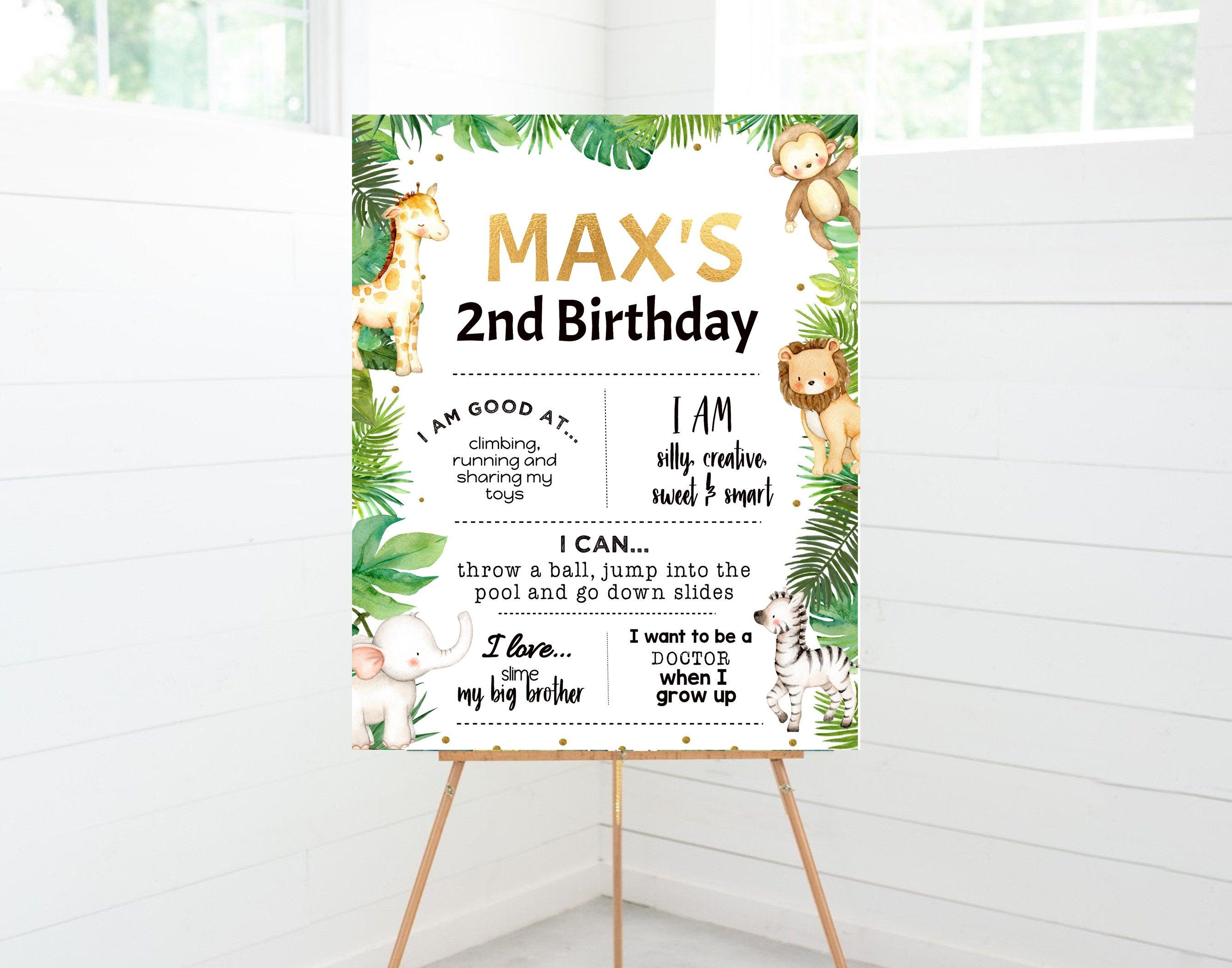 EDITABLE Wild One Birthday Invitation Jungle WILD One