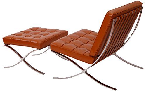 Midcentury Modern Mlf Pavilion Chair And Ottoman Premium Aniline Midcentury Modern Mlf Pavilion Chair And Ottoman Premium Aniline Leather High Density Foam Cushions