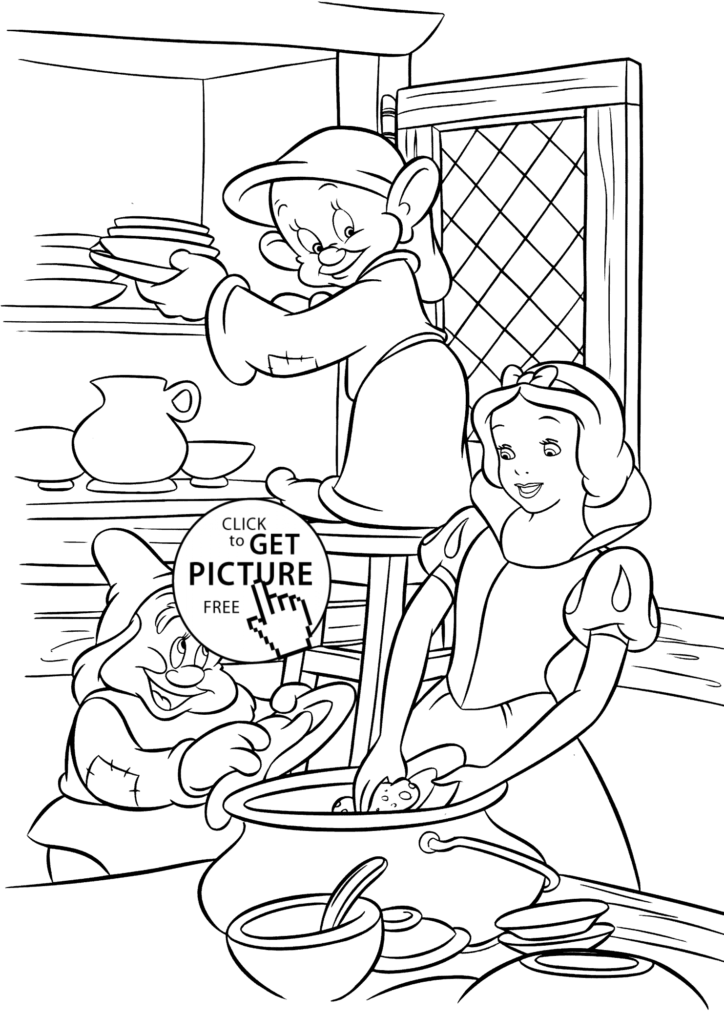 Snow White Is Very Happy On Disney Princesses Coloring
