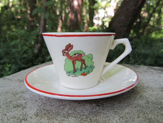Disney Tea Cup and Saucer Toy Porcelain Bambi and Jiminy | Etsy | Shabby chic gifts, Shabby chic