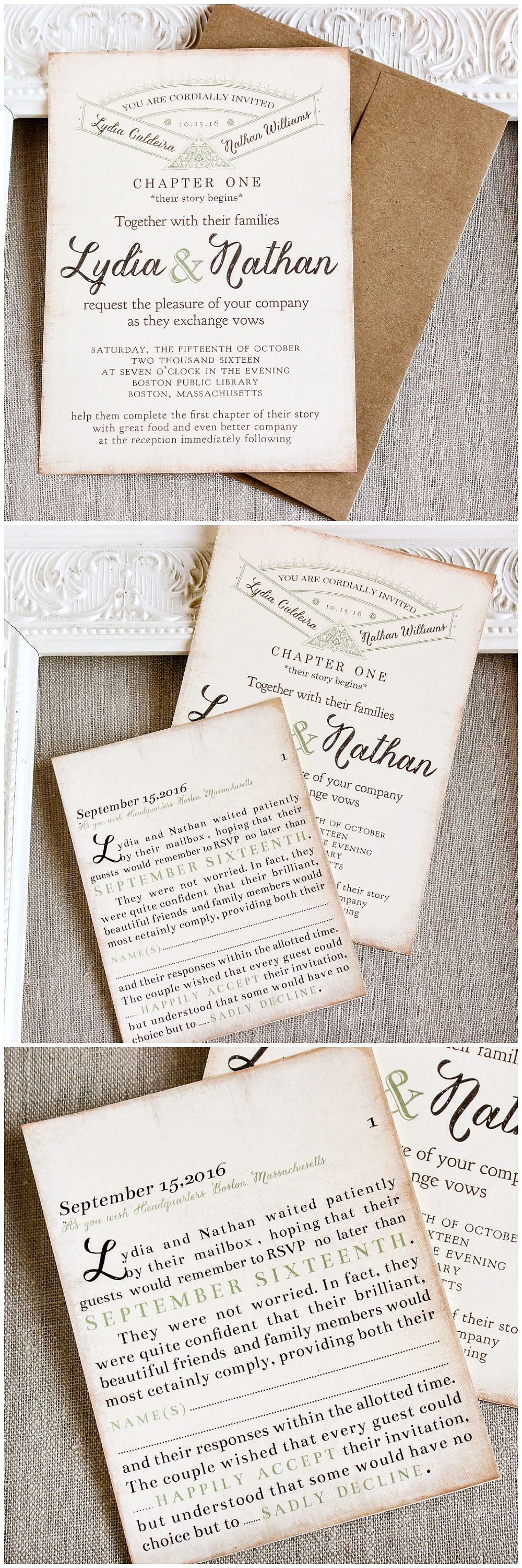 Green Literary Wedding Invitation The Perfect Palette Pro Green Literary Wedding Invitation The Perfect Palette Pro