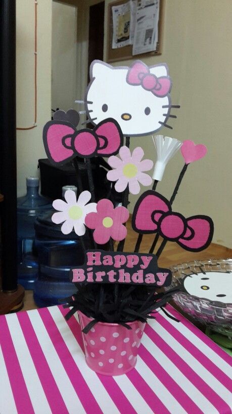 diy hello kitty centerpiece my creations pinterest hello kitty homemade hello kitty party ideas