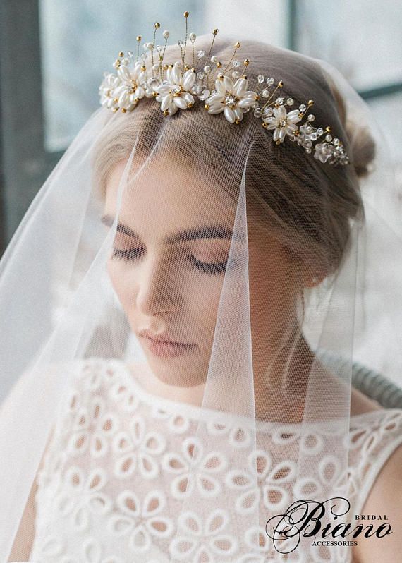 Perle Krone, Hochzeit Diadem, Boho Haarteil, Kristall-Braut-Tiara, Hochzeit Perlenstirnband, Perle, Stirnband, Hochzeit Tiara-ELYSIA