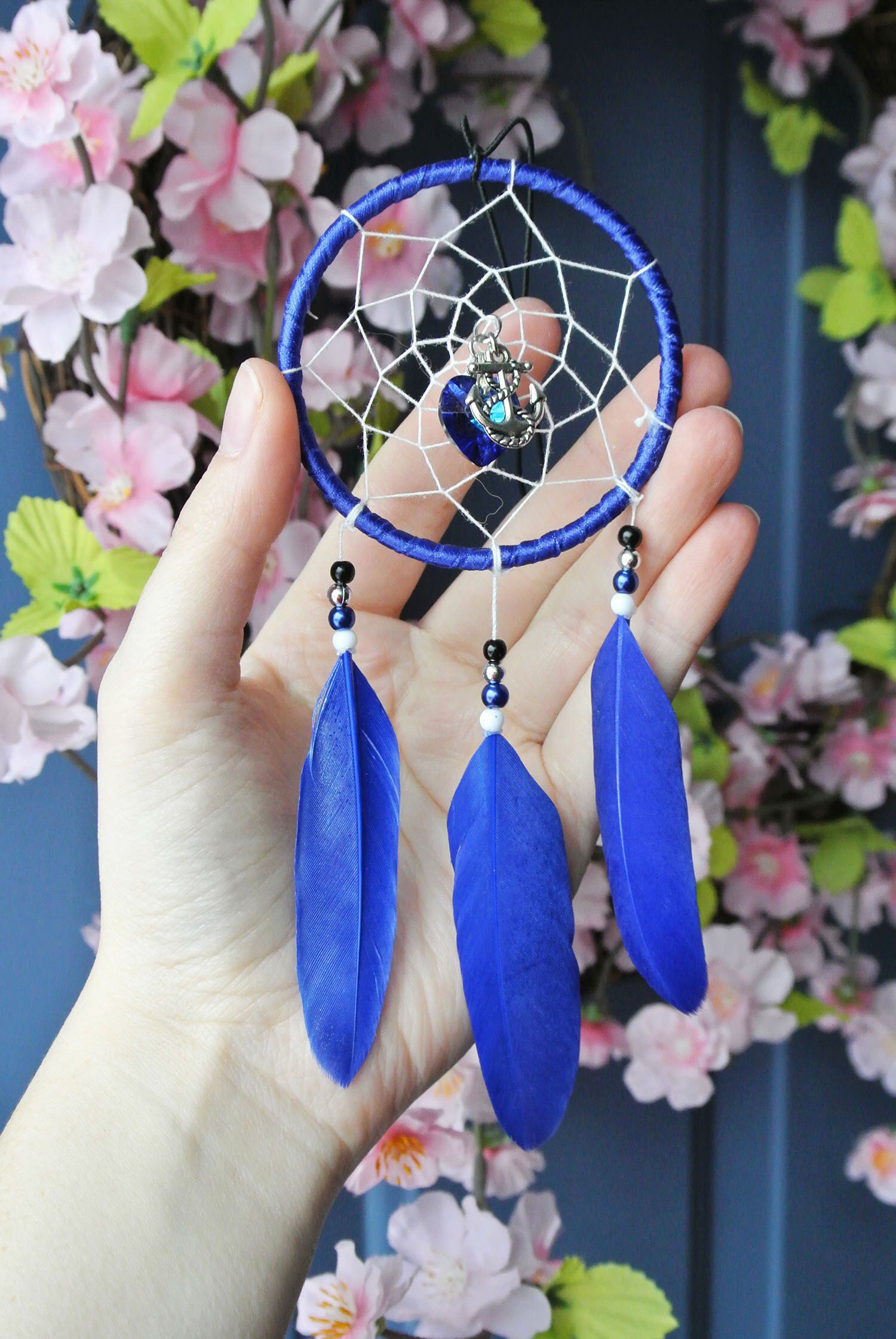 Dream Catcher Feather Colourful Crystal Glass Chakra Rear View Car Mirror Charm