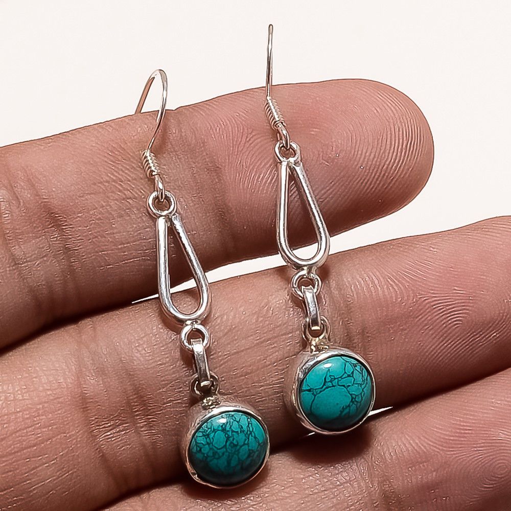 Natural Afghan Turquoise Designer Earrings 925 Sterling Silver Eid Jewelry Gift Handmade Dangle Drop Mothers Anniversary Charm Gifts Jewelry