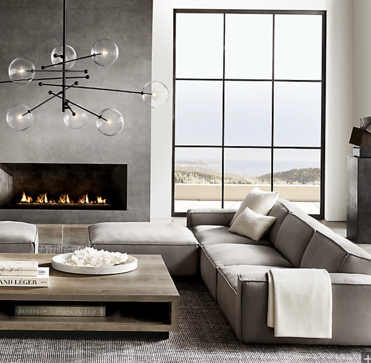 Rh Modern Glass Globe Mobile Chandelier In Black Contemporary