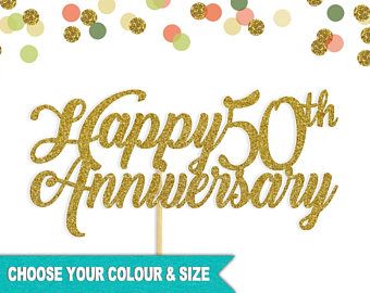 Hy 50th Anniversary Cake Topper Wedding 50 Years Hy 50th Anniversary Cake Topper Wedding 50 Years Fifty Golden Glitter Foil Gold Silver Rose Bronze Brown Black