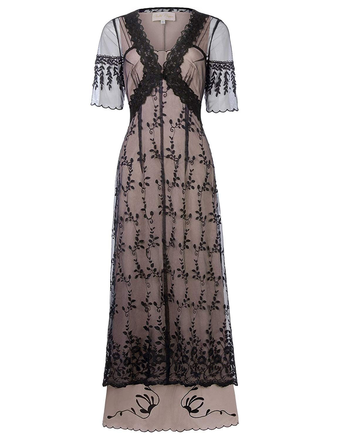 Belle Poque Womens Steampunk Downton Abbey Tea Party Gown Titanic Dress BP247-1 L Black Belle Poque Womens Steampunk Downton Abbey Tea Party Gown Titanic Dress BP247-1 L Black