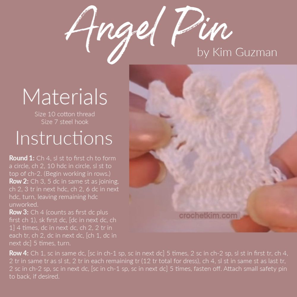 Angel Lapel Pin Free Crochet Pattern Crochet angel pattern, Crochet Angel Lapel Pin Free Crochet Pattern Crochet angel pattern, Crochet
