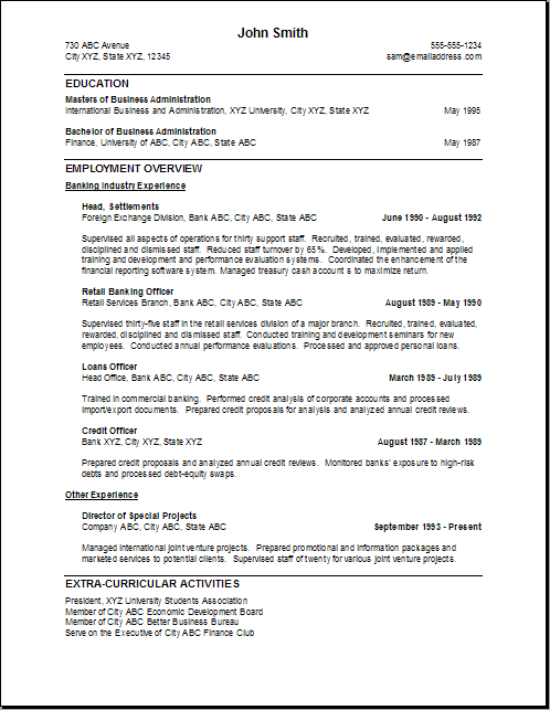 sample personal banker resumes