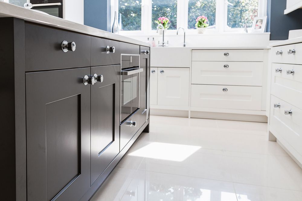 Our Elegant Fitzroy Painted Kitchen In Graphite And Chalk Neff Integrated Applinaces Quooker Tap Mirrored Bespoke Design Kitchens - Neff Kitchen Cupboards Our Elegant Fitzroy Painted Kitchen In Graphite And Chalk Neff Integrated Applinaces Quooker Tap Mirrored Bespoke Design Kitchens - Neff Kitchen Cupboards