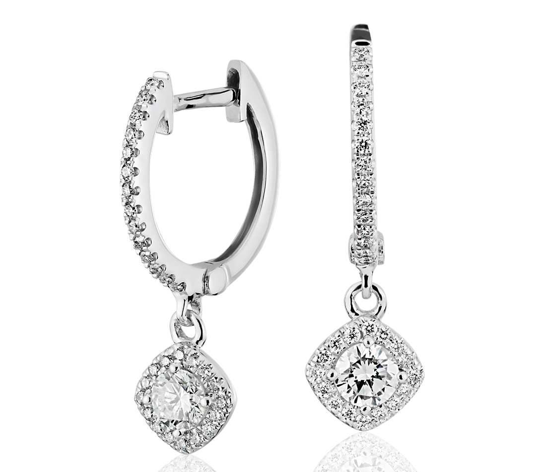 1//2 ct Round Real Diamond Drop Dangle Earrings 14K Yellow Gold Over