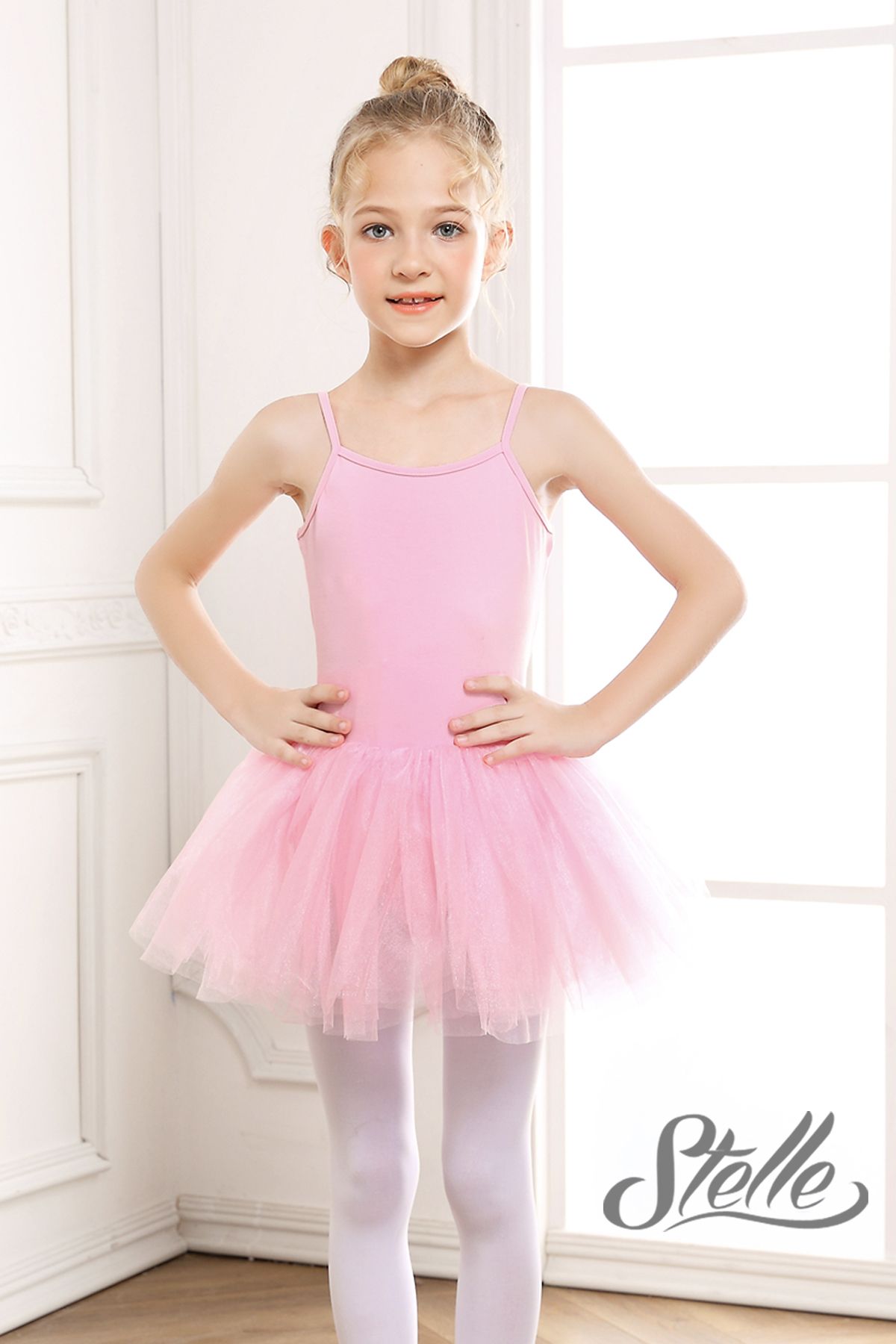 Toddler//Little Girl//Big Girl STELLE Girls Cotton Camisole Dress Leotard for Dance Gymnastics and Ballet