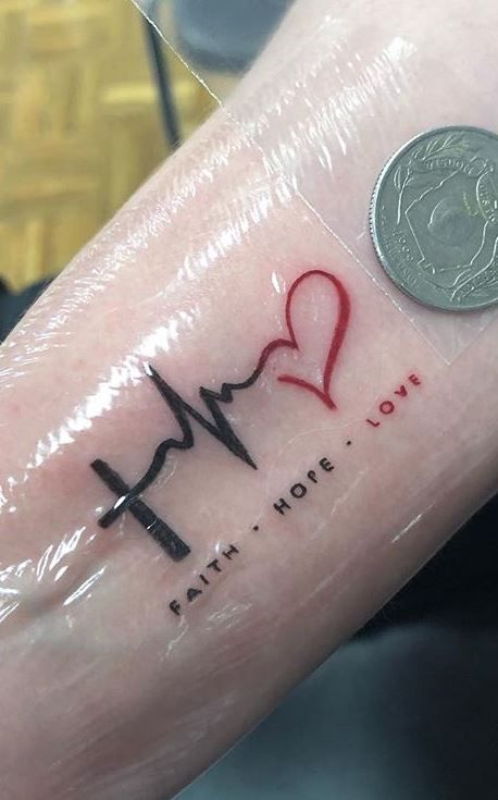 55 Trendy Faith Hope Love Tattoos You Must See - Tattoo Me Now Tatoo Faith, Faith Hope Love Tattoo, Hope Tattoo, Tattoo Pain, Tattoo You, Faith Tattoos, Faith Hope Love Symbol, Lifeline Tattoos, Tattoo Quotes