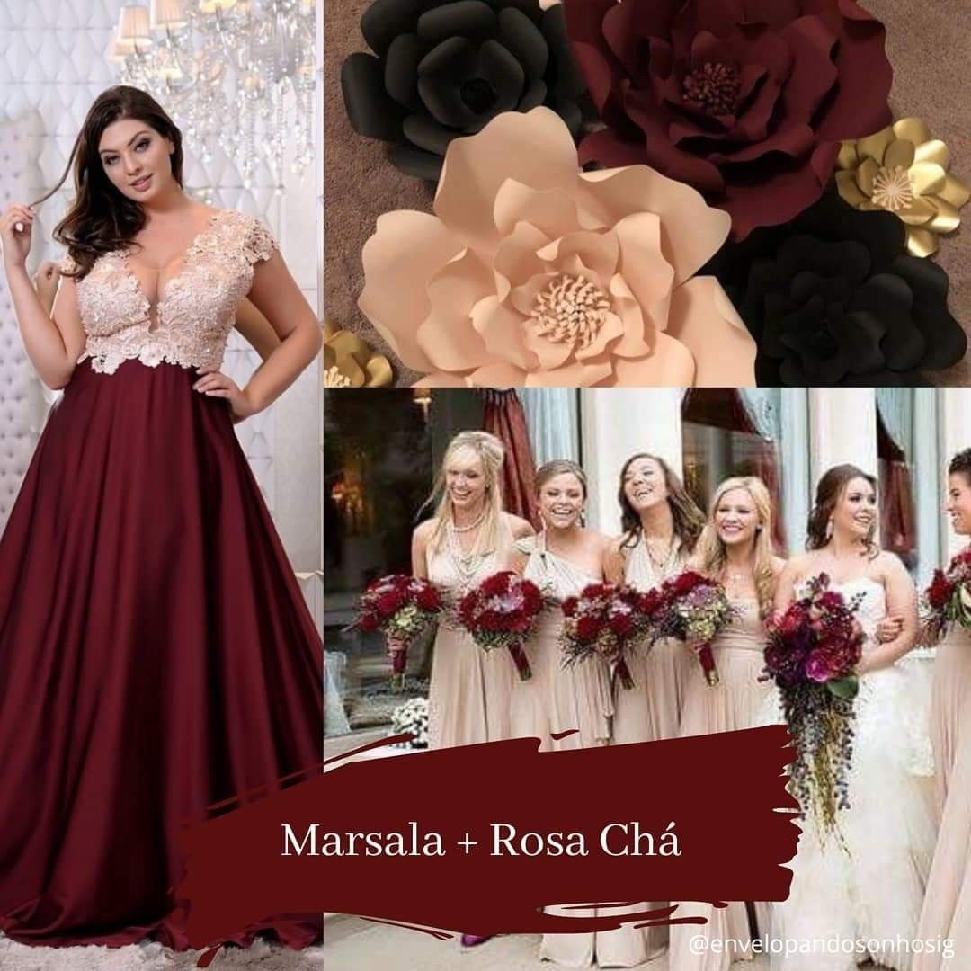 Madrinhas de marsala e rosa cha sales