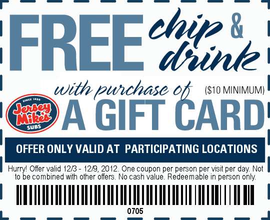 free chips and drink jersey mike's