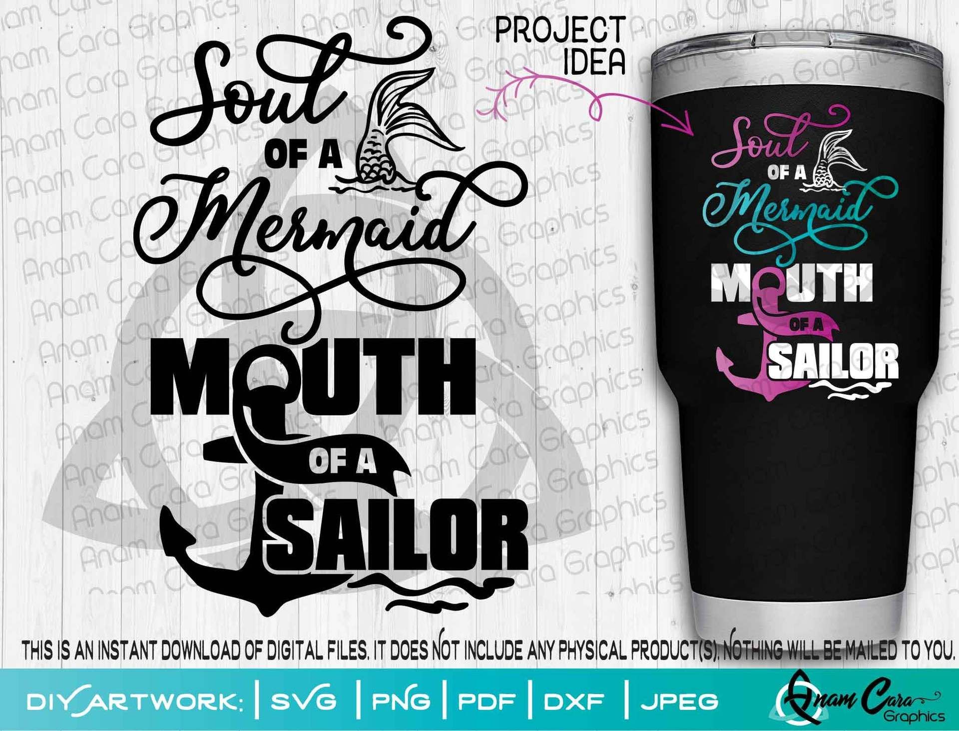 Download Soul of a Mermaid, Mouth of a Sailor in 2020 | Diy prints, Sailor, Summer beach quotes