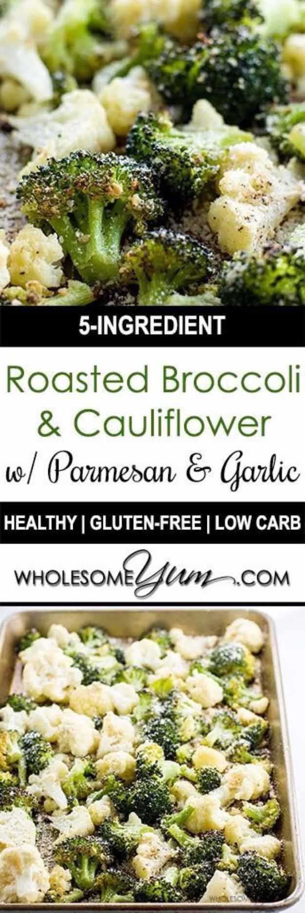Roasted Broccoli and Cauliflower Recipe with Parmesan & Garlic (Low Carb, Gluten-free)