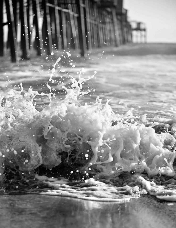 Black and White Pier Ocean Photography Wave Splash Texture | Etsy
