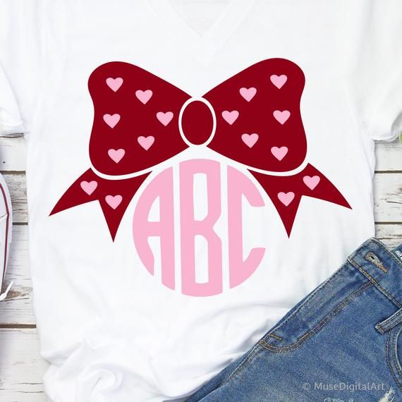 Download Valentine's Bow Monogram Svg, Girl Valentine's Day Svg ...
