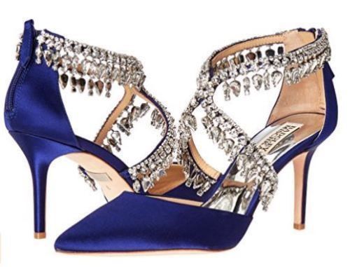 badgley mischka blue satin shoes